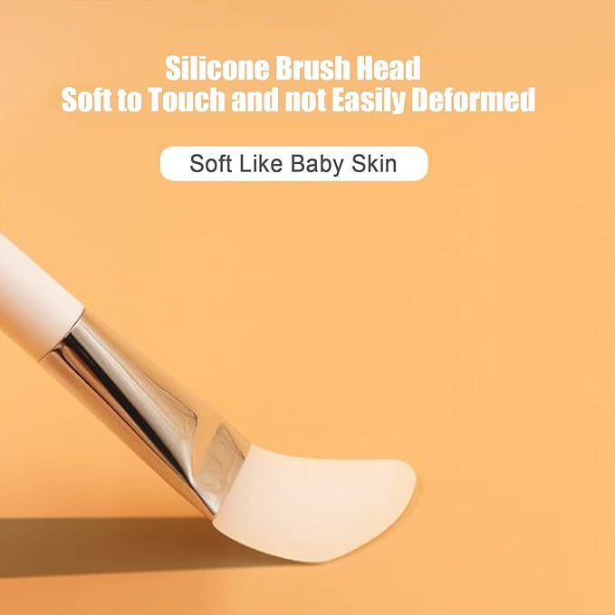 Facial Mask Application Brush, Soft Silicone Angled White Brush Head Cosmetic Tool for Body Lotion, Mud, Clay, Charcoal Mixed Mask