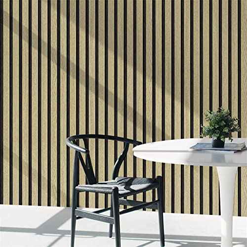 Wallpaper Peel and Stick Wood Grating Stripe Self-Adhesive Wallpaper Faux Wood Contact Paper Wood Slats Self Adhesive Wall Paper PVC Vinyl Film Removable Waterproof (Wood B, 17.3" x 118")