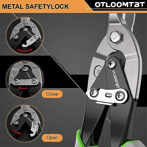 10 Inch Aviation Straight Cut Tin Snips, Chromium Vanadium Steel for Effortless Cutting - Industrial Sheet Heavy Duty Metal Cutter Shears for Cutting Sheet Metal