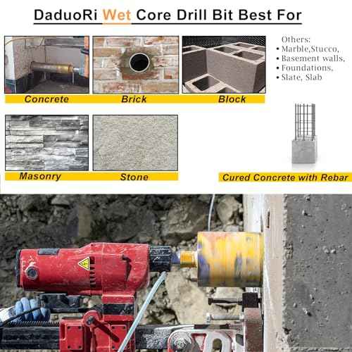 2 1/2 Inch Wet Core Drill Bits, DaduoRi 2.5" Core Bit for Concrete, 14" Drilling Depth, 1-1/4"-7 Thread Diamond Core Bit for Cured Concrete with Rebar, Hard Masonry, Brick Block, Stucco, Stone (63mm)