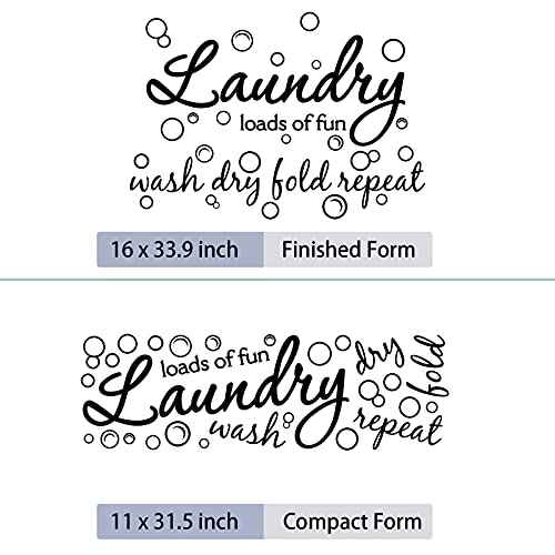 Laundry Room Vinyl Wall Decal Bubble Sticker Saying Laundry Loads of Fun Wall Decor Wash Dry Fold Repeat Quote Sticker Laundry Art Signs for Room Home Apartment
