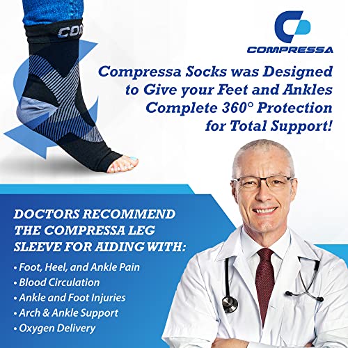 Compressa Compression Socks for Women & Men - Ankle Compression Sleeve with Premium Non-Slip Support Joint Pain, Muscle Recovery, Arthritis Relief, Injury Recovery, & More (3 Pairs - Open Toe)