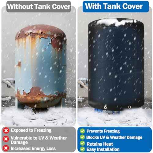 24"D x 34"H Round Well Pressure Tank Cover(5¡ÆF) - Insulated Well Pump Cover, Thickened 3 Layers Water Well Tank Covers for Outdoor Winter Freeze Protection (Black)