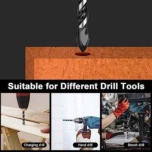 12Pcs Masonry Drill Bit Set, Concrete Drill Bit Set, 1/8 to 1/2 inch Professional Carbide Drill Bits Set for Glass, Brick, Plastic, Cement, Concrete, Granite, Wall, Wood, Tile Etc.