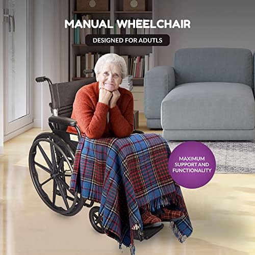 Ziggo 18” Seat Width Pediatric Wheelchair for Kids & Children, Lightweight, Manual Folding Wheelchair w/Safety Belt, Swing-Away Foot Support w/Straps, Desk Length Arm Rests