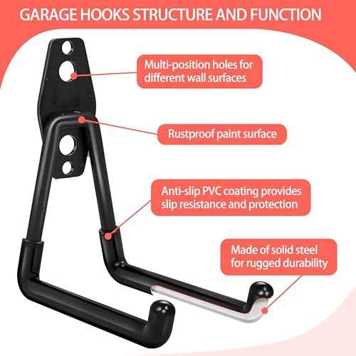 28 Pack Garage Hooks Heavy Duty - Garage Storage and Organization Ladder Hooks with Non Slip PVC Coating for Hanging Bike£¬Ladder£¬Garden Tools£¬Hose