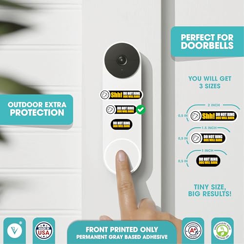 Tiny Do Not Ring Dog Will Bark Sticker | 3 Sizes Dog Will Bark Stickers | Do Not Ring Sticker for Doorbell | Tiny Size Perfect for Video Doorbell | Matte Black Waterproof Vinyl Sign
