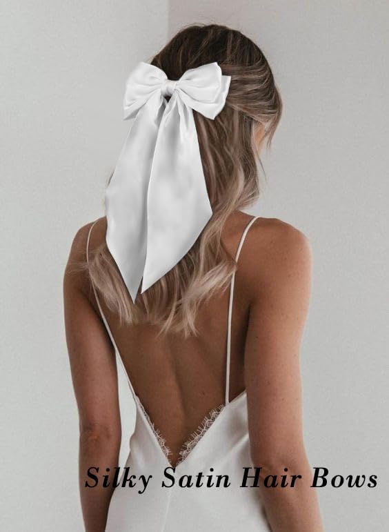 Hair Bows for Women Hair Ribbon Bow Hair Clips with Long Tails Vintage Hair Accessories for Women
