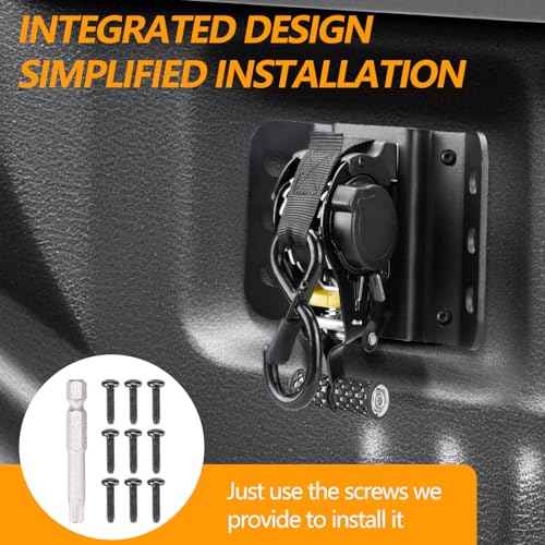 2PCS Retractable Tie Down Straps for 2015-2025 Ford F150, Retractable Ratchet Straps 10 Ft Self Retracting Tie Down with Boxlink Plates Mounted Brackets Bed Mount Heavy Duty Bolt on