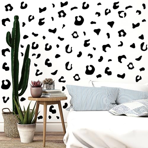360 Pcs Black Cheetah Stickers Animal Print Cheetah Leopard Wallpaper Removable Vinyl Wall Stickers for Bedroom Car Living Room Office Home DIY Wall Decoration