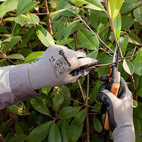 ANDANDA 12 Pairs Work Gloves, Smart Touch, 3D Comfort Stretch Fit, Nitrile Coated, Men Work Gloves with Grip, Seamless Knit Nylon, Suitable for Warehousing, Logistics, Handling, Black£¨L£©