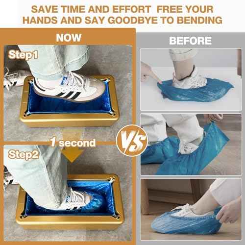 Shoe Covers Dispenser Containing 200pcs Shoe Covers Disposable Non Slip High Quality Automatic Shoe Cover Machine with Disposable Shoe Covers for Indoors for Most Occasion and Shoes Size