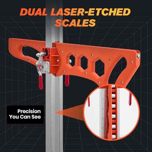Foldable Drywall Cutting Tool,Cuts 1/4"& 3/8"& 1/2" Boards,Portable Gypsum Board Cutter Laser-Etched Dual Scale for Home Renovation,Drywall Projects with 10pcs Blades (Dual Positioning Red)