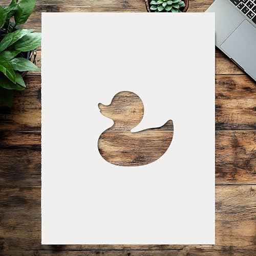 Cartoon Duck Stencil, 8.5 x 11 Inch Reusable Plastic Template for Painting Kids Crafts DIY Projects and Home Decor