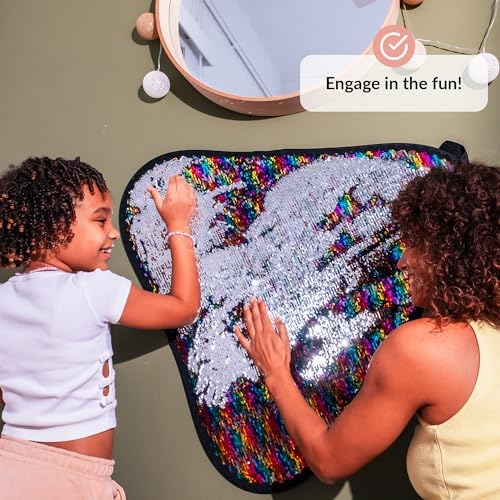 ODOXIA Sequin Fabric Sensory Wall | Sensory Room Must Haves | Sequin Wall | Sensory Wall for Classroom | Reversible Sequin Fabric | Sensory Wall Toy