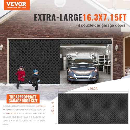 VEVOR 16x7FT Garage Door Insulation Kit for Winter, Magnetic Thermal Insulated Garage Curtain Screen Cover for 2 Cars (Waterproof Windproof Soundproof)