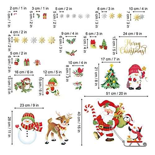 decalmile Christmas Window Wall Decals Santa Claus Elk Wall Stickers Snowman Snowflake Winter Penguin Window Clings Kids Room Home Party Shop Decorations