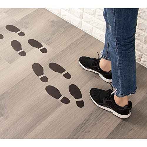 Juvale Shoe Print Floor Stickers - 32 Pairs, Black Vinyl, 8 x 6 in Sheets - Peel & Stick Dancing Feet Floor Stickers & Foot Print Decals for Classrooms, Dance Studios & Hallways