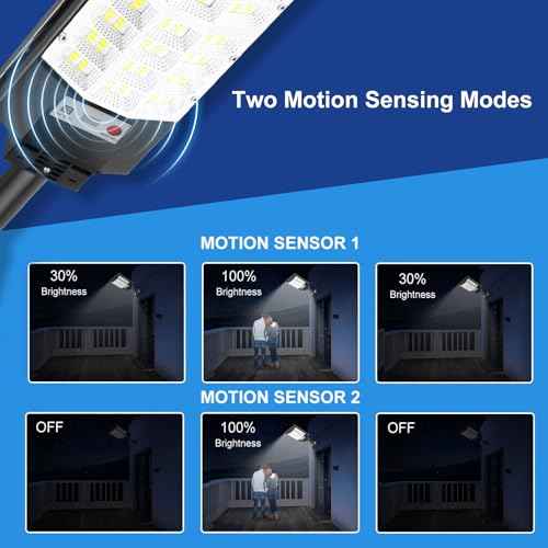 4 Pack Solar Outdoor Lights, Motion Sensor Flood Light, Dusk to Dawn Street Lights with Remote Control, IP66 Waterproof Solar Powered Parking Lot Lights, 6500k Dimmable Security Lamps
