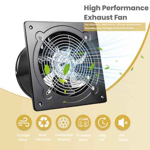 6" Kitchen Exhaust Fan with Switch, 382CFM Wall Mount Household Ventilation Fans, Potable Metal Attic Exhaust Fan, Small Fume Extractor Ventilation Fan for Kitchen Bathroom Shop Smoking Room Garage
