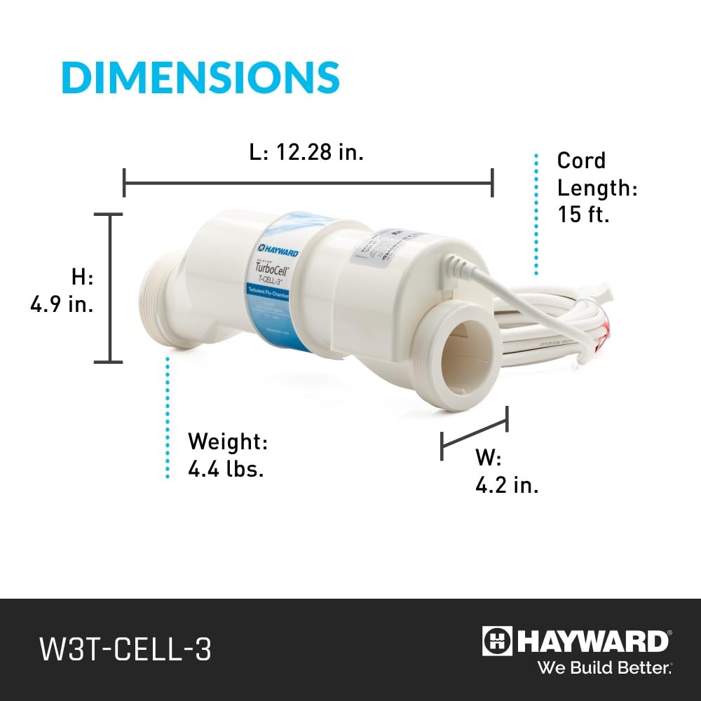 Hayward W3T-Cell-3 TurboCell Salt Cell for Pool Chlorination, In-Ground Swimming Pools up to 15,000 Gallons