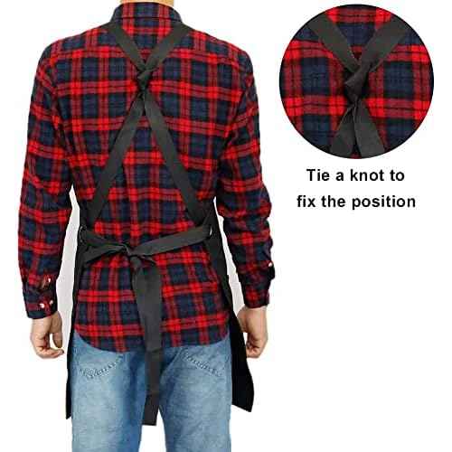 16 Oz Canvas Apron for Men - Black Heavy Duty Work Apron for Carpenters,Woodworkers,Blacksmith,BBQ,Workshop(2 Pack)