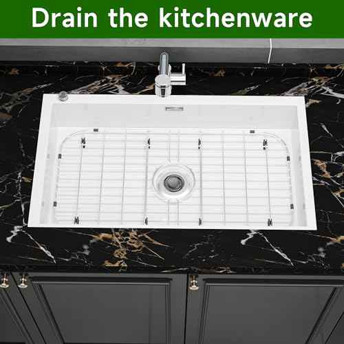 28" x 15" Sink Protectors for Kitchen Sink, Stainless Steel Sink Protector for Round Corner Sink with Center Drain Sink Rack for Bottom of Sink with Sink Strainers(Separable,28" x 15", Center Drain)