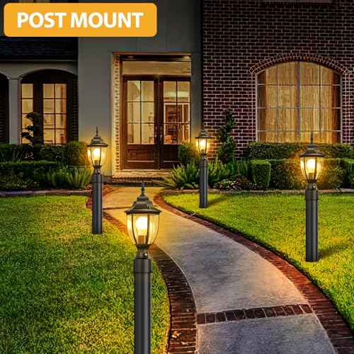 Lamomo Outdoor Post Lights, 2 Packs Dusk to Dawn Lamp Post Light Fixture, Waterproof Aluminum Lamp Posts Outdoor Lighting Pole Lantern for Yard Patio Pathway Garden