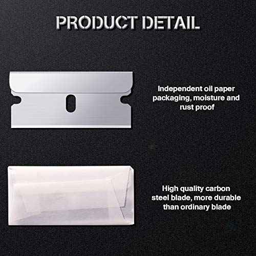 Honoson 40 Pcs Industrial Single Edge Razor Blades 100% Carbon Steel Straight Edge Replacement Blades for Scrapers, Box Cutters, Glass and Paint Removal