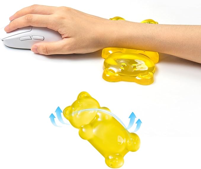 Ergonomic Silicone Gel Mouse Wrist Rest ?€?Yellow Clear Cute Bear Mouse Wrist Rest, Comfort & Support for Typing and Gaming