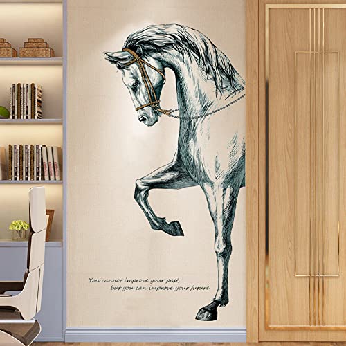 Vinyl Painted Horse Glacier Wall Decals Animals Pattern Peel and Stick Stickers Home Decor Living Room Bedroom Hall Door Staircase Decorations Removable Posters, Grey, 23.6''x35.4''