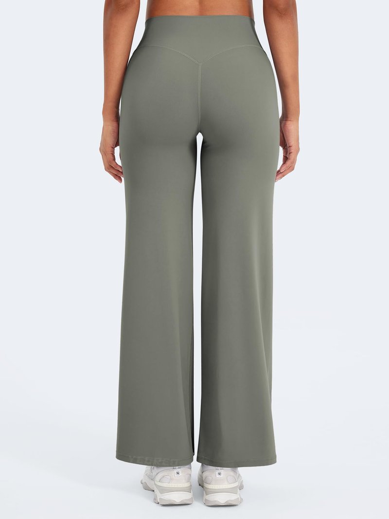YEOREO Workout Leggings Womens No Front Seam Straight Leggings 29" High Waist Buttery Eddiy Gym Yoga Pants Gray Green XS