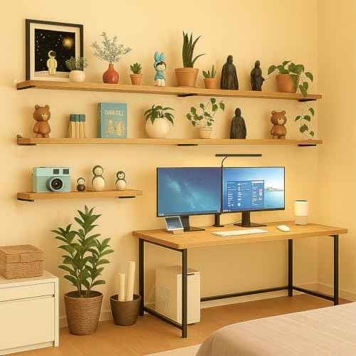Floating Shelf Bracket 12 Inch of 8 Pack Heavy Duty Shelf Brackets Black Coated Metal L Bracket Wall Shelf Support DIY Brackets with 1/5 Inch Thick and 160 LBS Load Capacity