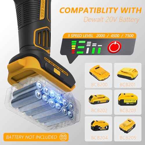 Electric Angle Grinder - 4-1/2 Inch Brushless Motor, Compatible with DEWALT 20V Battery, Wireless Connectivity, Perfect for Polishing, Grinding, and Cutting,Bare Tool Only