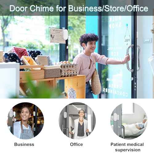 SanJie Door Chime, Wireless Door Chimes When Door Open Entry for Business/Home/Office/Store (500ft Range 26 Chimes Adjustable Volume)