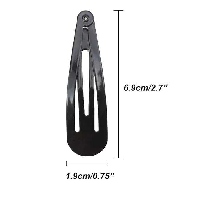 20 Pieces Black Color 2.7'' Big Size No Slip Metal Snap Hair Clips Women Barrettes Large Hair Pins