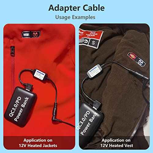 Heated Jacket Adapter Charger USB Voltage Step Up Cable for Milwaukee, M12, Snap-on, Metabo, Craftsman, AEG, Makita