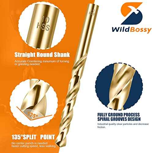 Cobalt Drill Bit Set 2mm - 10pcs, M35 Twist Drill Bits Straight Shank, 2mm High Speed Steel Drill Bits for Drilling in Hard Metal, Stainless Steel, Cast Iron