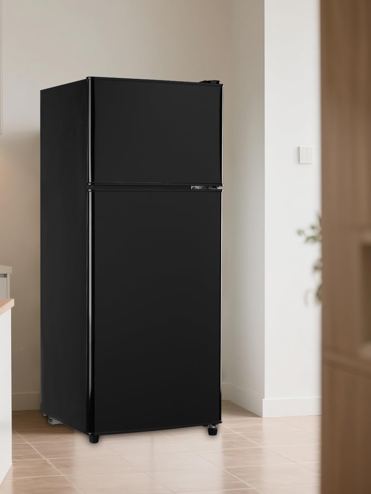 F.W.WOOLWORTHS 3.8 Cu.Ft Refrigerator with Freezer, 2 Doors Fridge with Adjustable Thermostat Control, Refrigerator for Kitchen, Dorm, Apartment, Garage, Office, Black