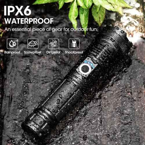 Rechargeable LED Flashlight High Lumens - 99,000 Lumens Super Bright Flash Light with 5 Modes, Waterproof Powerful Linterna Multifunctional Flashlights for Camping