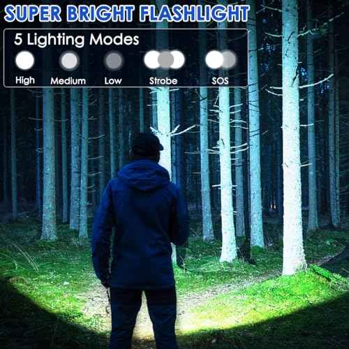 Flashlights High Lumen Rechargeable, Heavy Duty Rechargeable Flashlights, Adjustable Focus Tactical Flashlight with 5 Modes, Super Bright Flashlight for Home Camping
