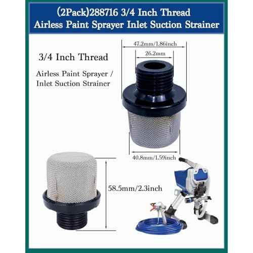 (2-Pack) 288716 3/4¡± 35Mesh Airless Paint Sprayer inter filter with Teflon Tape, Compatible with Graco Magnum X5 LTS15 X7 LTS17 ProX7 ProX17 ProX19 ProLTS170 ProX19 ProLTS190, Garden Hose Inlet Filter