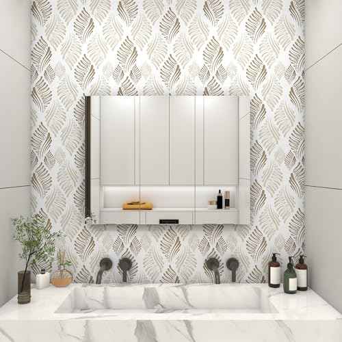 Brown Wall Paper Modern Peel and Stick Wallpaper 17.3"¡¿78.8" Boho Brown and Beige Self Adhesive Removable Wallpaper for Bedroom Contact Paper for Cabinets Waterproof Geometric Wallpapers Home Vinyl