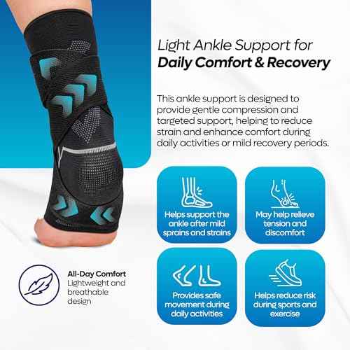 Caspe 2 Pack Breathable Ankle Brace for Women & Men with Adjustable X-Strap ? 3D Knit Compression Support, Helps with Plantar Fasciitis, Achilles Tendon, and Ankle Stability (Black, Large)