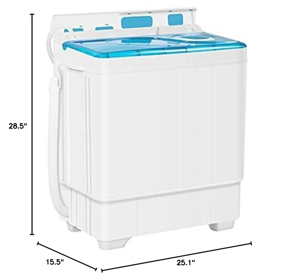 Bonusall Portable Washing Machine, 6.6 Lbs Mini Small Washer Machine, Single Tub Laundry Washer for Apartments, Dorms,Traveling, RV, Blue (BLUE1, 14.5LBS)