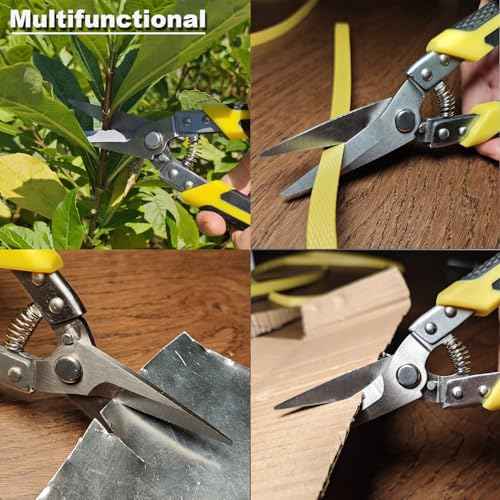 Heavy Duty Industry Scissors 8.7 Inch Aviation Tin Snips Straight Metal Cutter with Comfort Grip and Stainless Steel Blades Multifunction Cutting