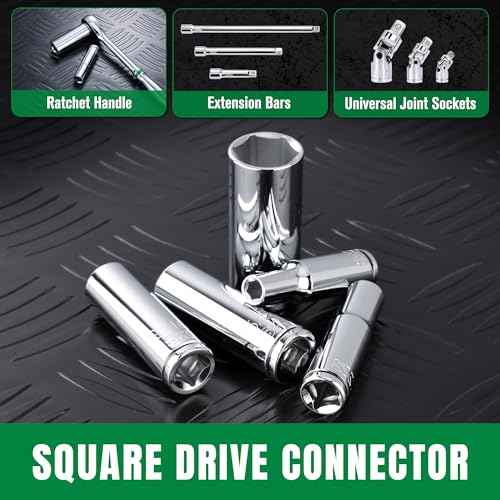 SK 3/8" Drive Socket Set, Deep SAE Sockets, 13-Piece 1/4" to 1", SuperKrome Finish, Premium CR-V Construction, with Aluminum Socket Organizer