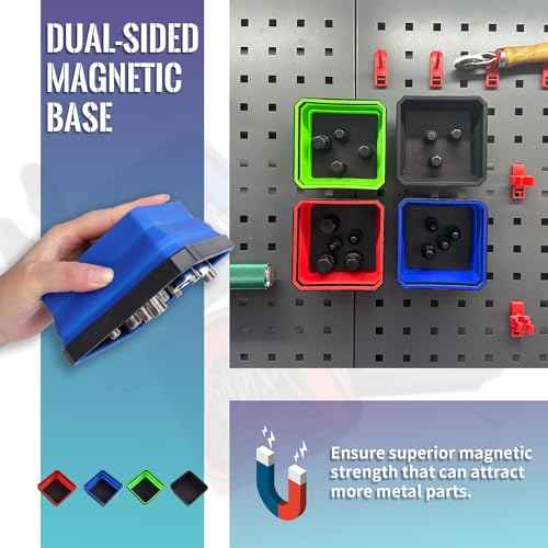 Collapsible Magnetic Parts Tray Set 4-piece, Insulating Silicone, Dual-sided Thickened Rare Earth Magnetic Base, Magnetic Foldable Tray for Screws, Nut, Bolts and Small Tools