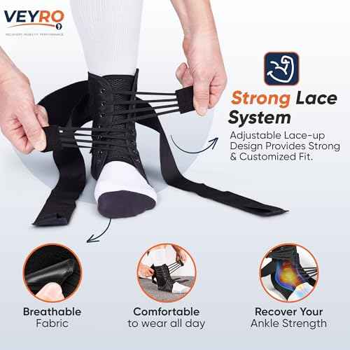 Lace Up Ankle Brace for Men & Women ? Adjustable Ankle Support Straps for Sprained Ankle, Achilles Tendonitis, Ligament Injury & Pain Relief ? Sports Ankle Brace for Basketball, Football & Volleyball (Large)