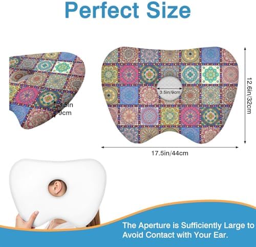 Ear Piercing Pillow for Side Sleepers with Washable Cover Pillows with Holes for Ear Pain,Donut Pillow for Adults CNH Ear Pain Relief Pressure Sores Ear Pillow with Hole in Center